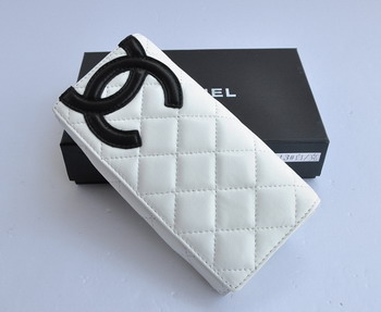 Fake Chanel Leather Wallet Large Fold 164 White on Black Online